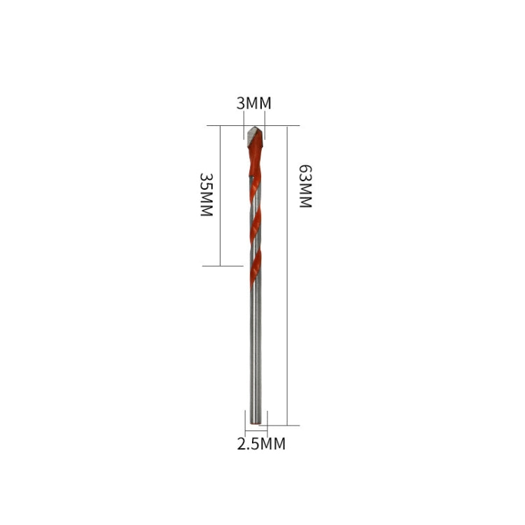 Ceramic Triangle Handle Metal Flashlight Drill Bit, Size: 3mm - Drill & Drill Bits by buy2fix | Online Shopping UK | buy2fix