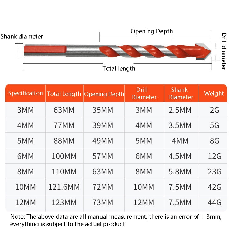 Ceramic Triangle Handle Metal Flashlight Drill Bit, Size: 4mm - Drill & Drill Bits by buy2fix | Online Shopping UK | buy2fix