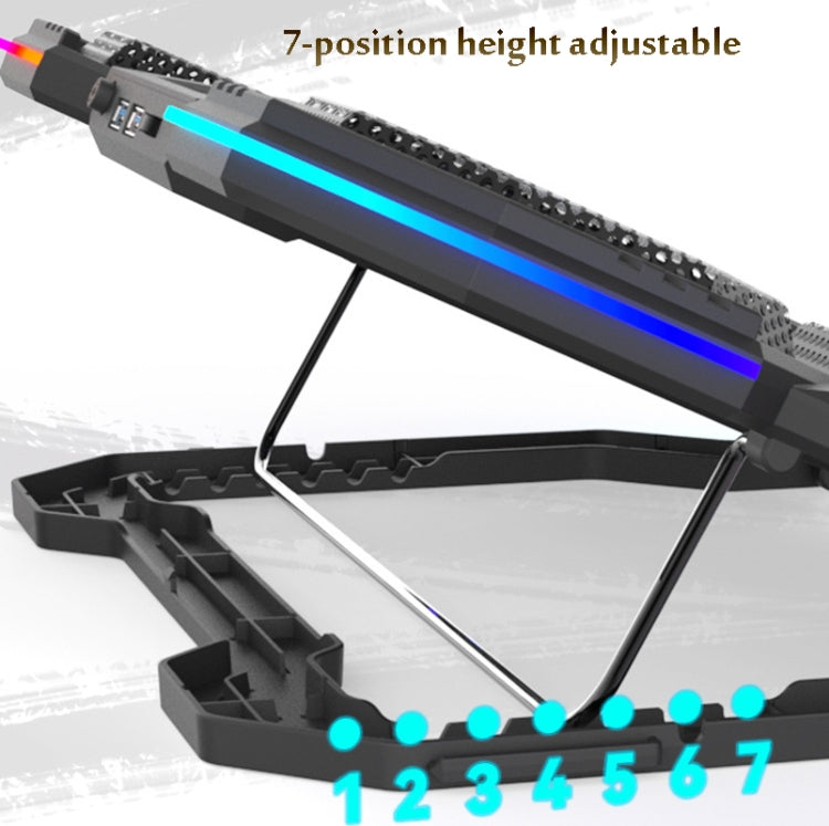 F12 6 Fans USB Semiconductor Computer Radiator Notebook Stand with Phone Holder, Colour: Blue Light + RGB Light - Cooling Pads by buy2fix | Online Shopping UK | buy2fix