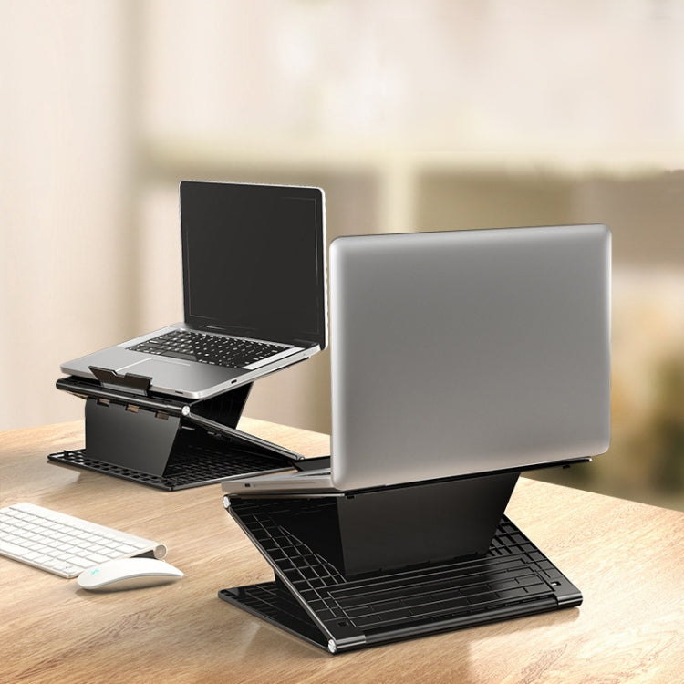 N5 Laptop Stand Portable Double-Layer Multi-Gear Adjustment Heightening Folding Plastic Heat Dissipation Bracket(Elegant Black) - Laptop Stand by buy2fix | Online Shopping UK | buy2fix