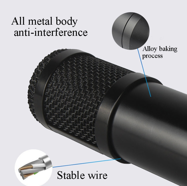 BM800 Condenser Microphone Set With USB Sound Card(Black And Golden Net) - Microphone by buy2fix | Online Shopping UK | buy2fix