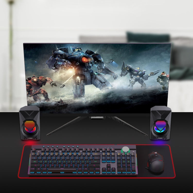 FOREV FV-209 One Pair Digital Mini Speakers Multimedia Colorful Lights Subwoofer Small Speaker by FOREV