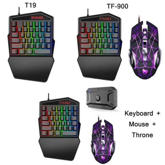 T-WOLF Mobile Gaming One-Handed Keyboard,Specification: Keyboard + Mouse + Throne by T-WOLF