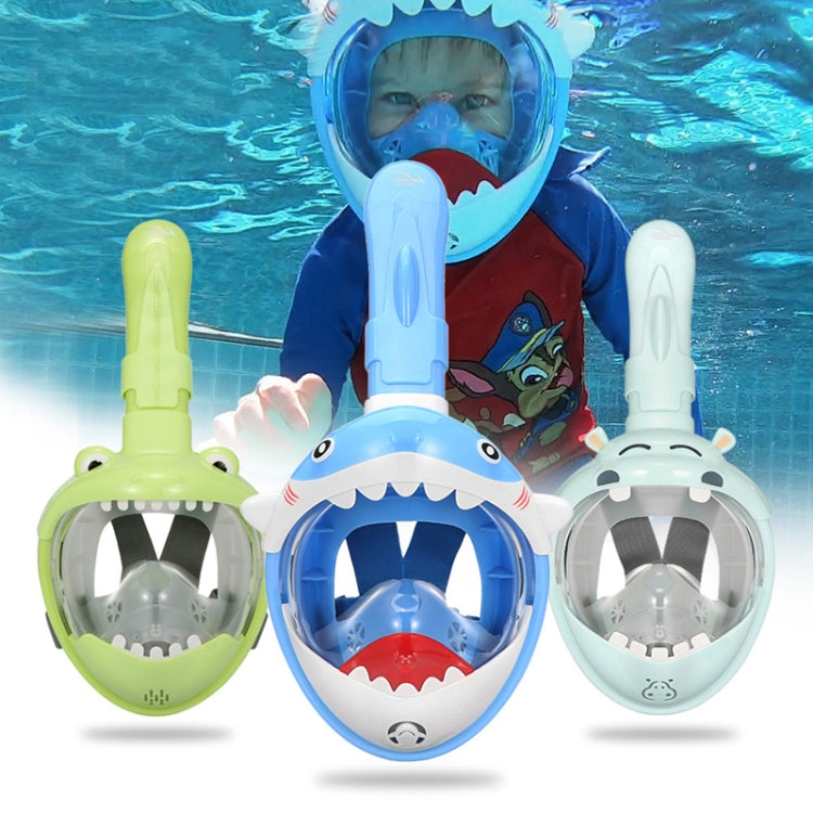 Cartoon Kids Full Dry Diving Mask Swimming Anti-Fog Snorkeling Mask, Size: XS(Shark Blue) by buy2fix