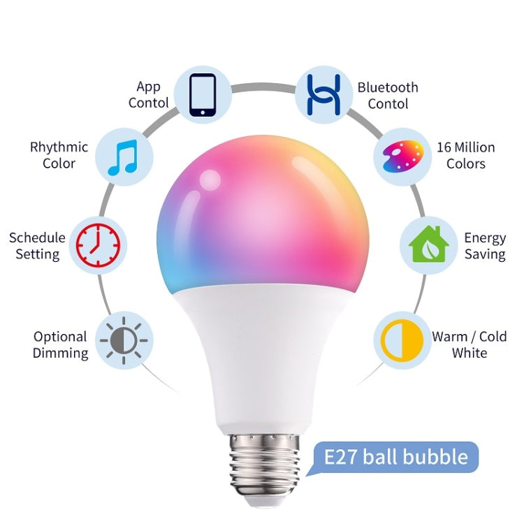 2 PCS Tuya TY-10W RGB+CCT Bluetooth Mobile Phone Control Smart LED Bulb Ball(RGB + Warm + White Light) - Smart Light Bulbs by tuya | Online Shopping UK | buy2fix