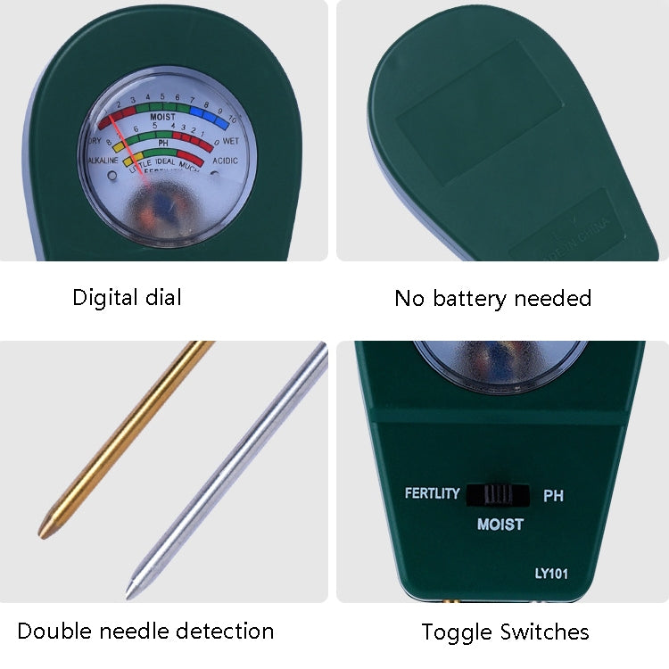 LY101 Flower And Grass Soil Detector PH Cantoneal Alkalin Testor(Green) - PH & Moisture Meter by buy2fix | Online Shopping UK | buy2fix
