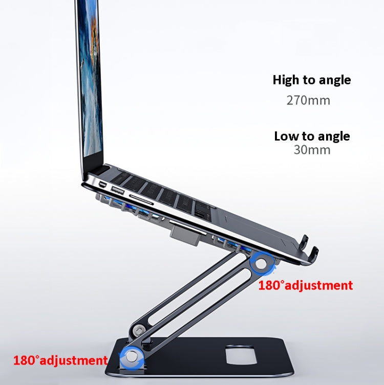 BONERUY P43F Aluminum Alloy Folding Computer Stand Notebook Cooling Stand, Colour: Silver with Type-C Cable by BONERUY