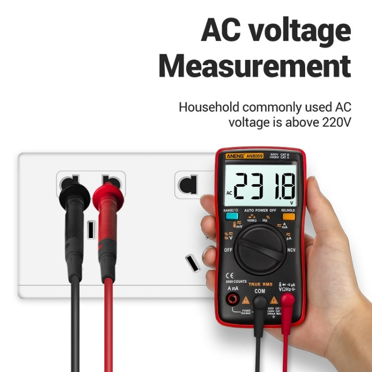 ANENG AN8009 NVC Digital Display Multimeter, Specification: Standard with Cable(Black) by ANENG