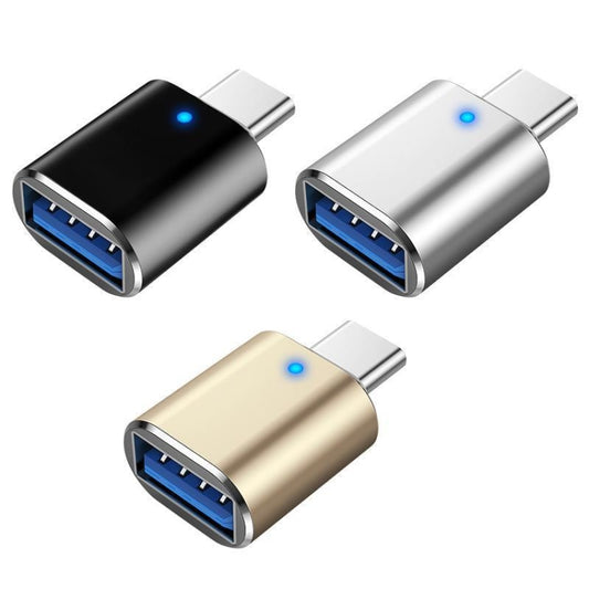 3 PCS USB 3.0 Female to USB-C / Type-C Male OTG Adapter with Indicator Light(Gold) by buy2fix