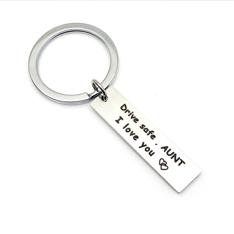 10 PCS C1010 Drive Safe Stainless Steel Tag Keychain 10x40mm(Aunt) - Key Rings by buy2fix | Online Shopping UK | buy2fix
