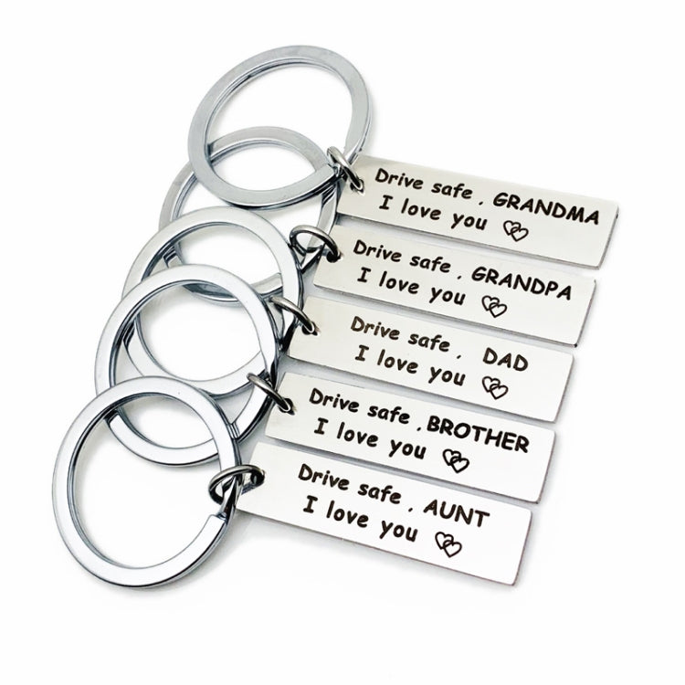 10 PCS C1010 Drive Safe Stainless Steel Tag Keychain 10x40mm(Brother) - Key Rings by buy2fix | Online Shopping UK | buy2fix