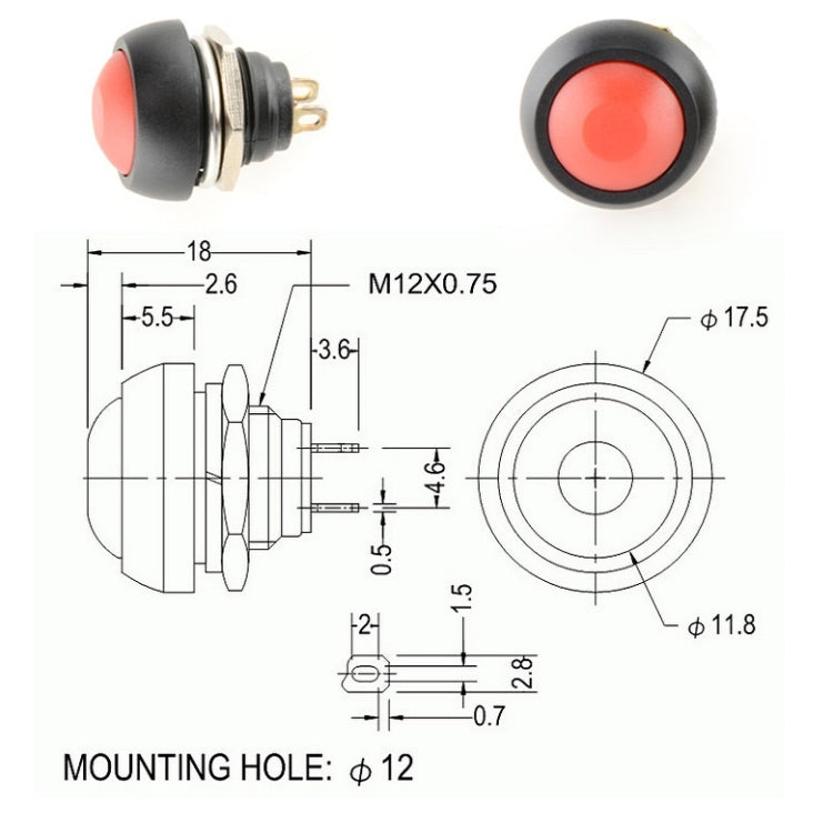 10 PCS Small Waterproof Self-Reset Button Switch(Black) - Switch by buy2fix | Online Shopping UK | buy2fix