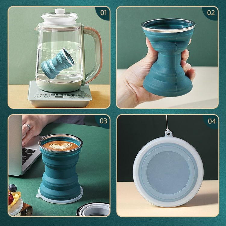 AK1313 320ml Portable Silicone Folding Water Cup With Lid(Blue) - Kettles by buy2fix | Online Shopping UK | buy2fix