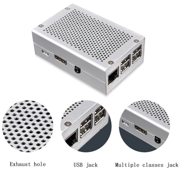 Aluminum Alloy Shell Grid Cooling Box For Raspberry Pi 3 Model B Pi 2/B + Silver - Raspberry Pi Accessories by buy2fix | Online Shopping UK | buy2fix