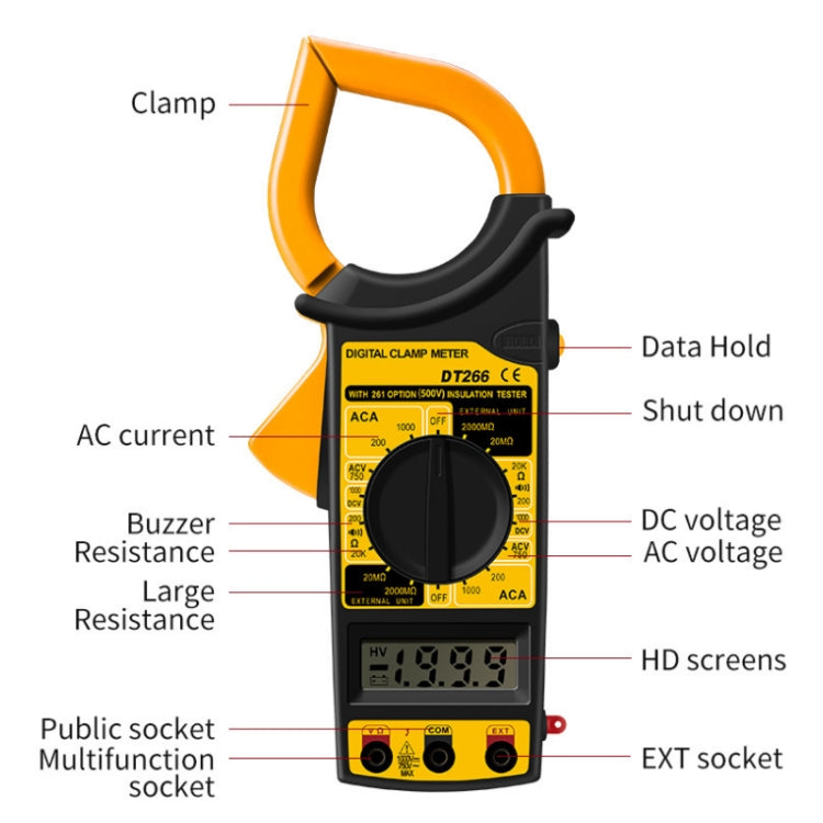 ANENG DT266 Automatic High-Precision Clamp Multimeter with Buzzer(Red) - Digital Multimeter by ANENG | Online Shopping UK | buy2fix