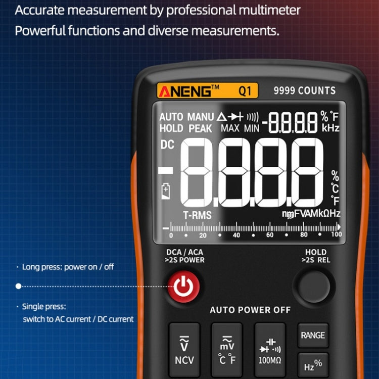 ANENG AN-Q1 Automatic High-Precision Intelligent Digital Multimeter, Specification: Standard(Orange) by ANENG