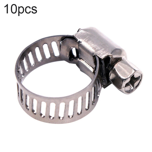 10pcs Stainless Steel Water Pipe Hose Clamp(Silver) - Clamps by buy2fix | Online Shopping UK | buy2fix