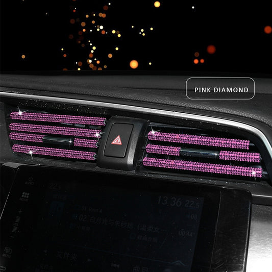 5 PCS Car Outlet Diamond Decorative Strip Air Conditioning Port U-Shaped Clip Strip(Pink) by buy2fix