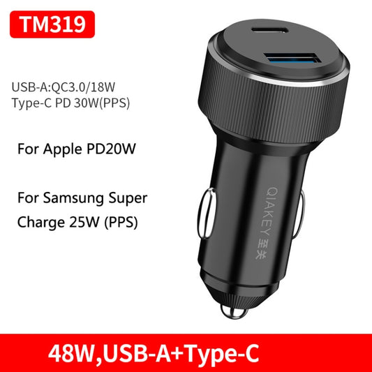 QIAKEY TM319 Dual Port Fast Charge Car Charger by QIAKEY
