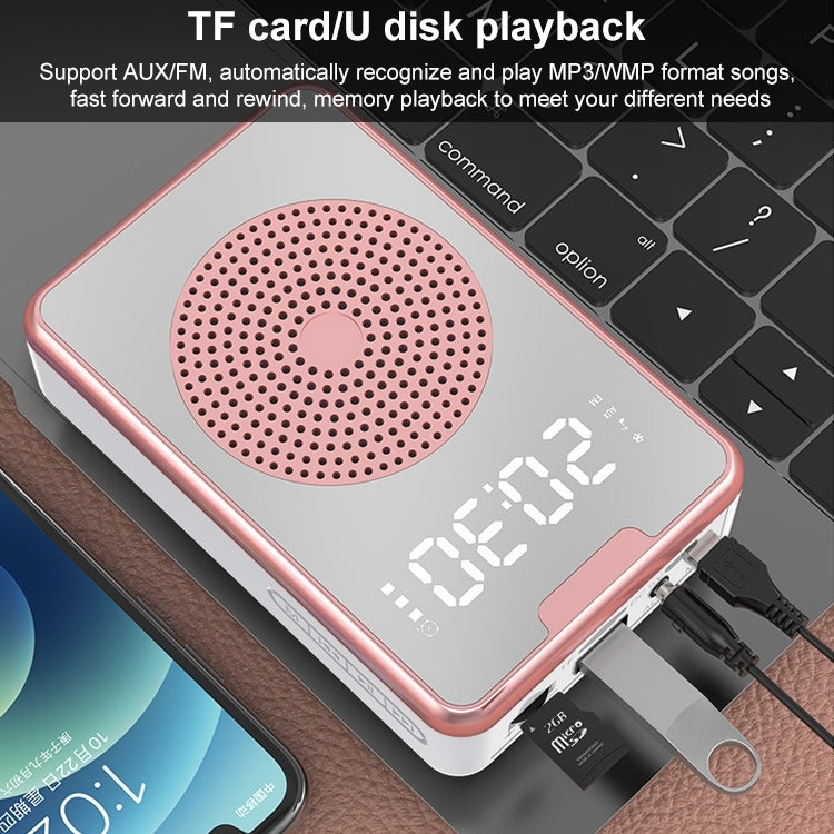 ZXL-H3 Portable Teaching Microphone Amplifier with Time Display, Spec: Wireless Version (Rose Gold) - Loudspeaker by buy2fix | Online Shopping UK | buy2fix