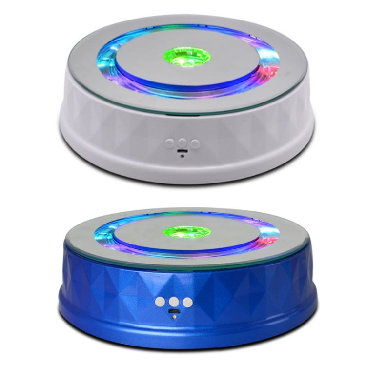 LED Light Electric Rotating Turntable Display Stand Video Shooting Props Turntable(Blue) - by buy2fix | Online Shopping UK | buy2fix