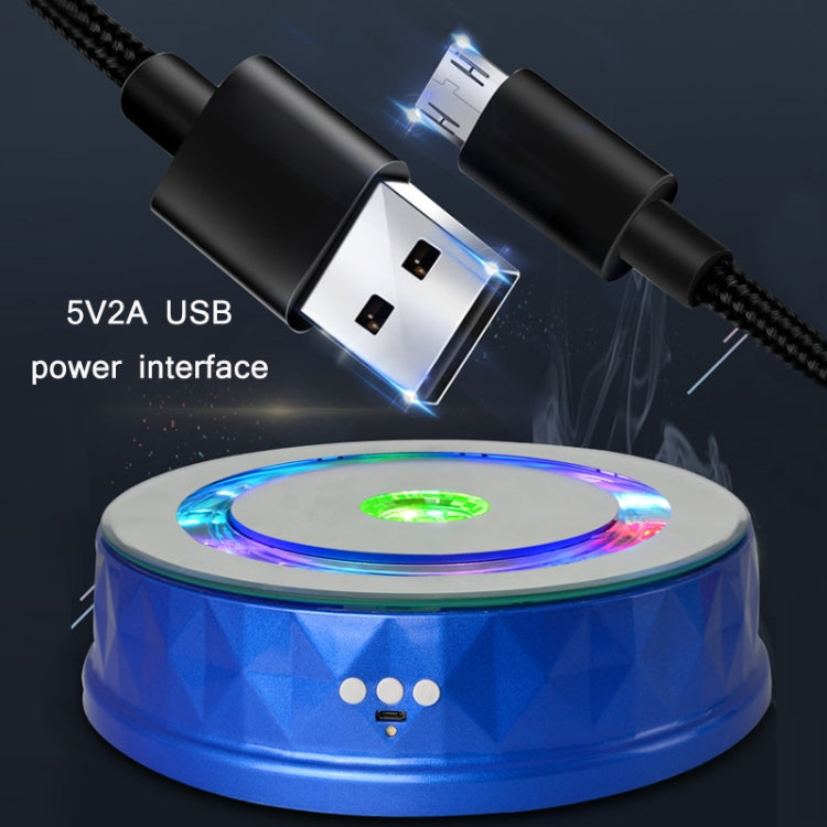 LED Light Electric Rotating Turntable Display Stand Video Shooting Props Turntable(Blue) - by buy2fix | Online Shopping UK | buy2fix