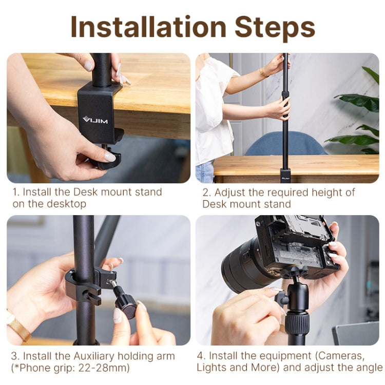 Ulanzi Vijim LS02 Live Desktop Extension Arm Light Stand For Ring Light DSLR Camera - Stand by Ulanzi | Online Shopping UK | buy2fix