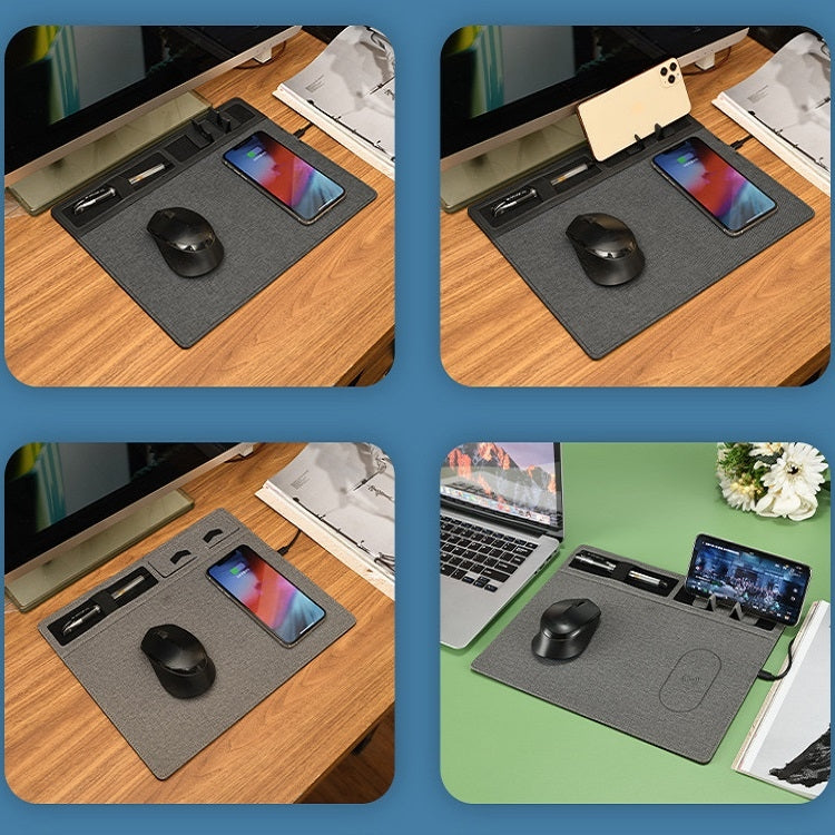 JJ-82401 Mouse Pad with Phone Charging and Phone Holder(Black) by buy2fix