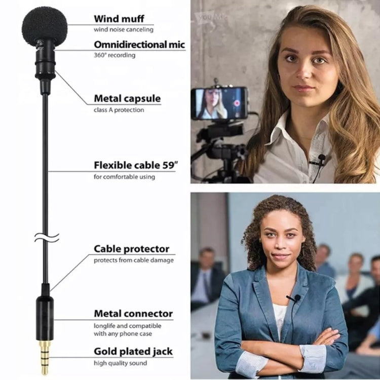 GAM-140 Mobile Phone Recording Collar Microphone(Black) - Microphone by buy2fix | Online Shopping UK | buy2fix