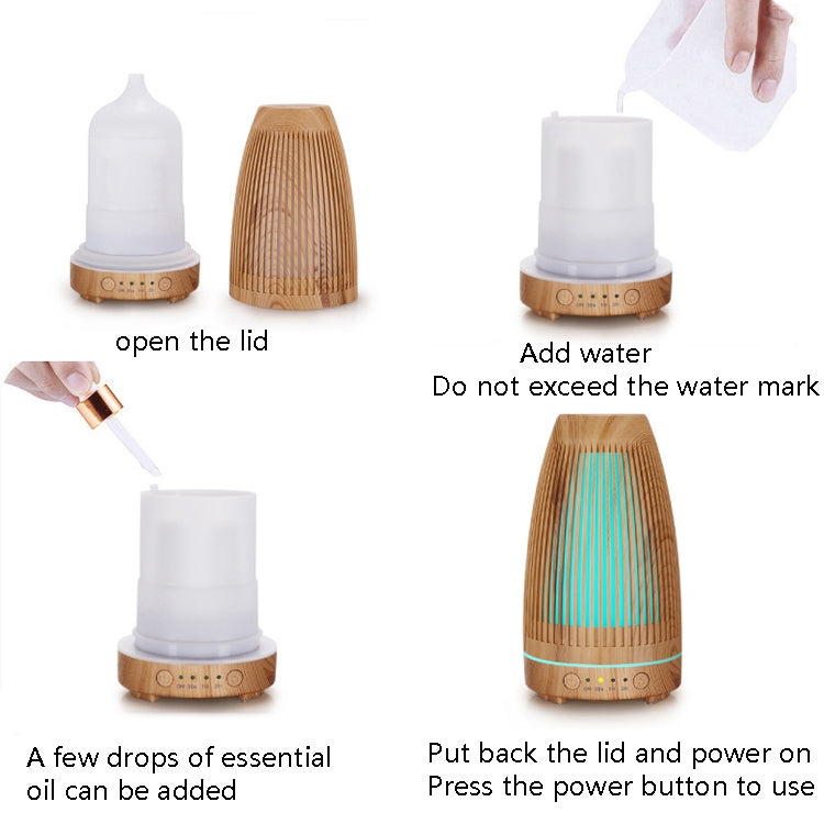 STB-103 Atmosphere Colorful Light Humidifier Aroma Diffuser(Light Wooden Grain) by buy2fix