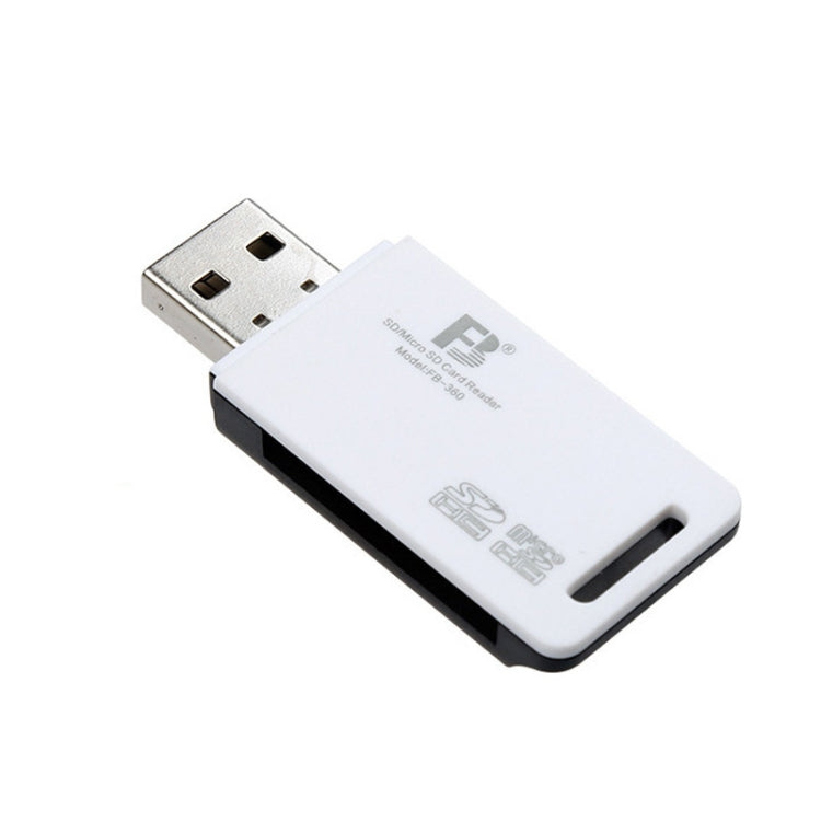 5 PCS FB FB-360 2 in 1 USB Computer Card Reader(White) - by FB | Online Shopping UK | buy2fix