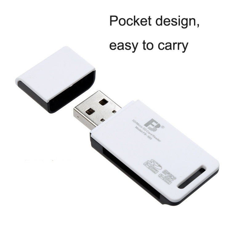 5 PCS FB FB-360 2 in 1 USB Computer Card Reader(White) - by FB | Online Shopping UK | buy2fix