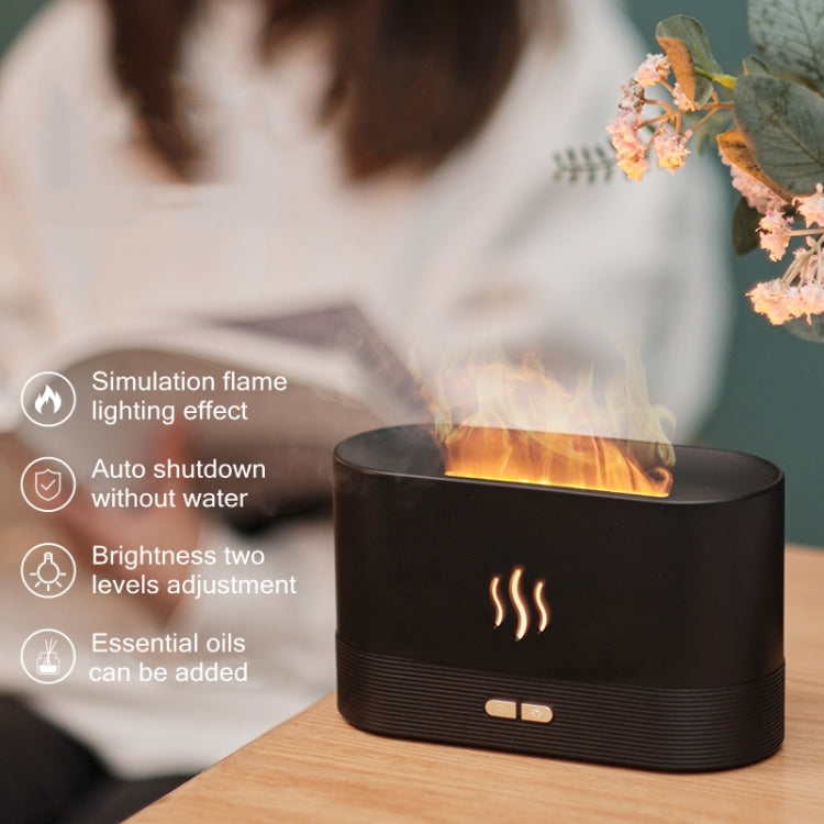 Flame Aroma Diffuser Night Light Humidifier(Black) - Air Purifiers & Accessories by buy2fix | Online Shopping UK | buy2fix