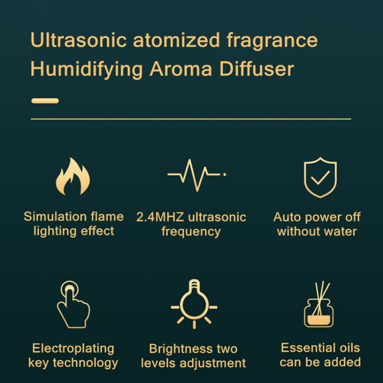 Flame Aroma Diffuser Night Light Humidifier(Black) - Air Purifiers & Accessories by buy2fix | Online Shopping UK | buy2fix