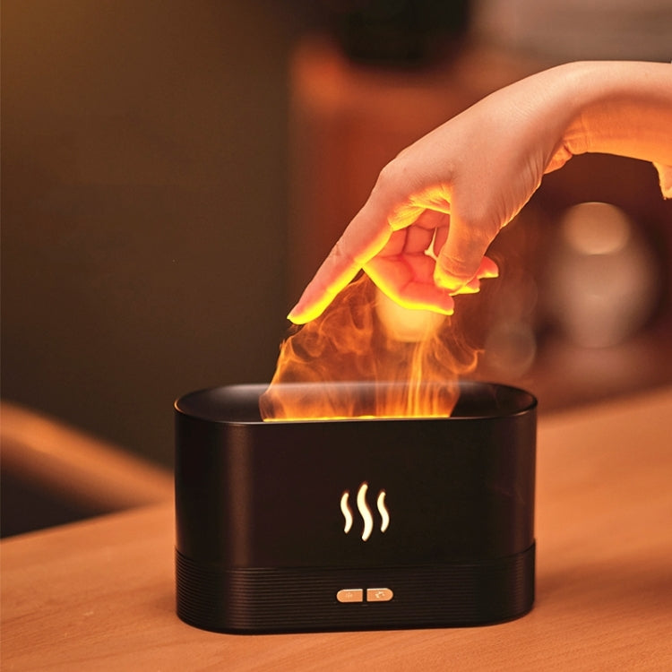Flame Aroma Diffuser Night Light Humidifier(Black) - Air Purifiers & Accessories by buy2fix | Online Shopping UK | buy2fix