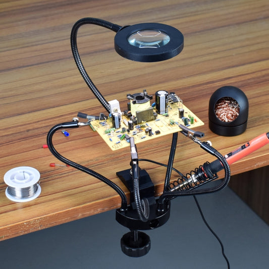 LED Lamp Magnifying Glass 360-Degree Adjustable Welding Table(SS7BK-BK) by buy2fix