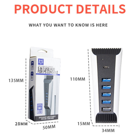 5 in 1 USB HUB For PS5 Console by buy2fix