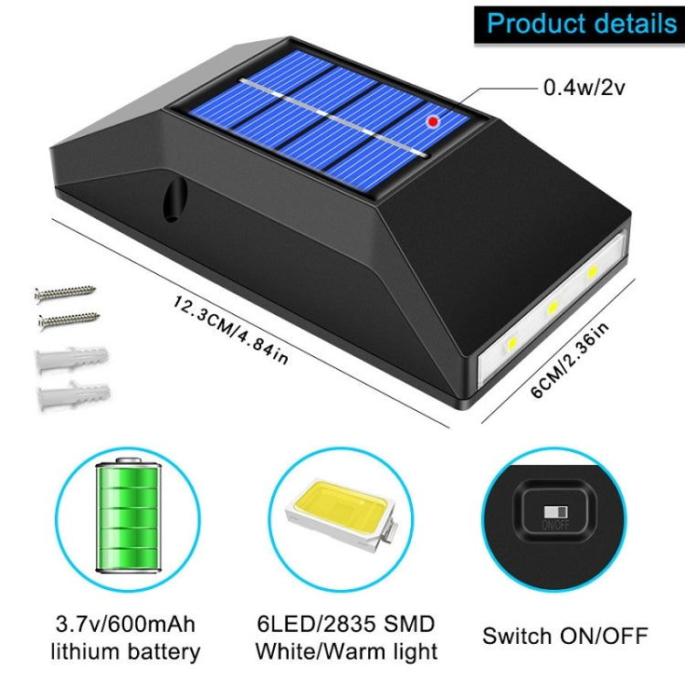 Outdoor Decorative Waterproof Solar Wall Light, Spec: 6 LEDs Warm Light - Solar Lights by buy2fix | Online Shopping UK | buy2fix