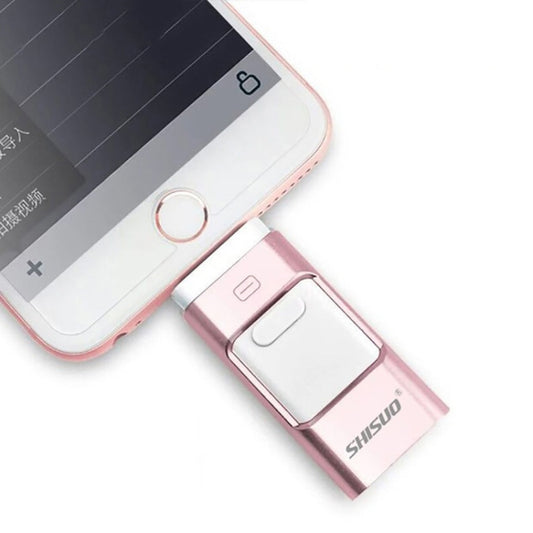 256GB Type-C + 8 Pin + USB 3.0 3 In 1 OTG Metal USB Flash Drive(Rose Gold) by buy2fix