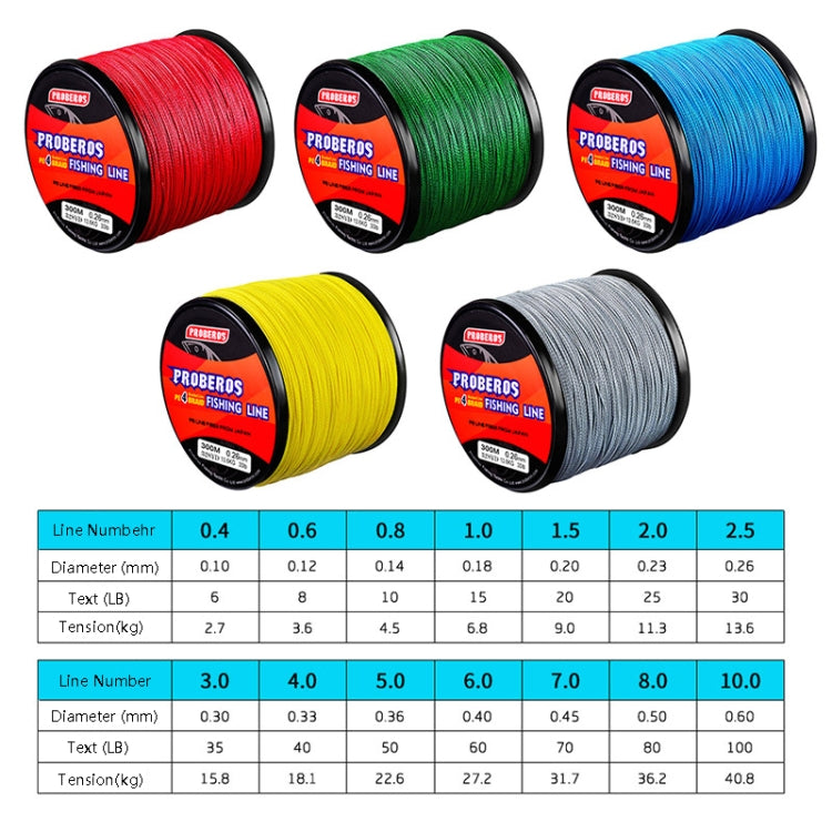 PROBEROS 4 Edited 300M Fish Line, Line number: 2.0 / 25LB(Grey) - Fishing Lines & Ropes by PROBEROS | Online Shopping UK | buy2fix