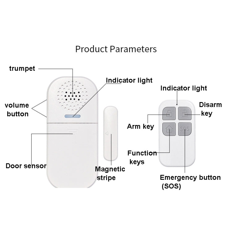 MC-05 130dB Remote Door Magnetic Alarm With Light Reminder - Door Window Alarm by buy2fix | Online Shopping UK | buy2fix
