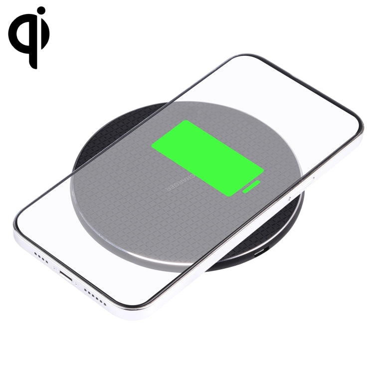 Q25 15W Plaid Pattern Desktop Metal Round Wireless Charger(Black ) - Apple Accessories by buy2fix | Online Shopping UK | buy2fix
