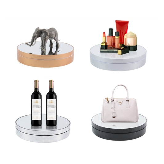 25cm Adjustable Speed Electric Rotating Display Stand Video Shooting Props Turntable(White Mirror) by buy2fix