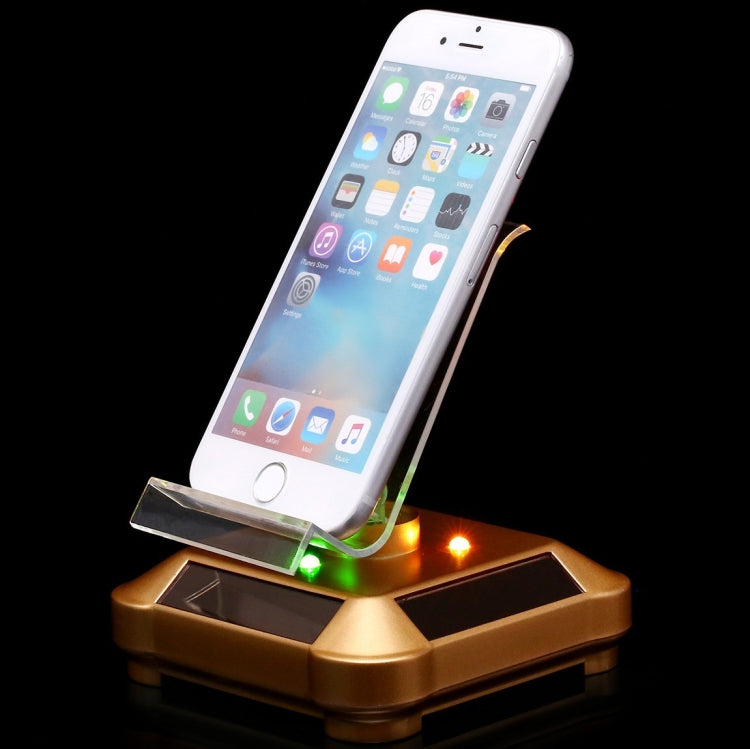 Solar Turntable Mobile Phone Stand Display Stand With Coloful Light(White) by buy2fix