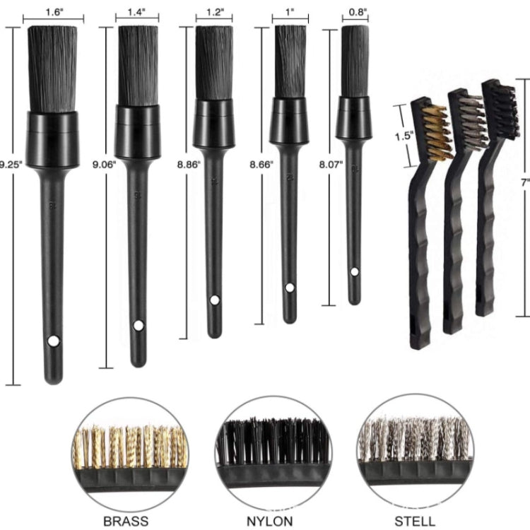 9 PCS / Set Car Wash Detail Brush Short Shank Tire Brush - Car washing supplies by buy2fix | Online Shopping UK | buy2fix