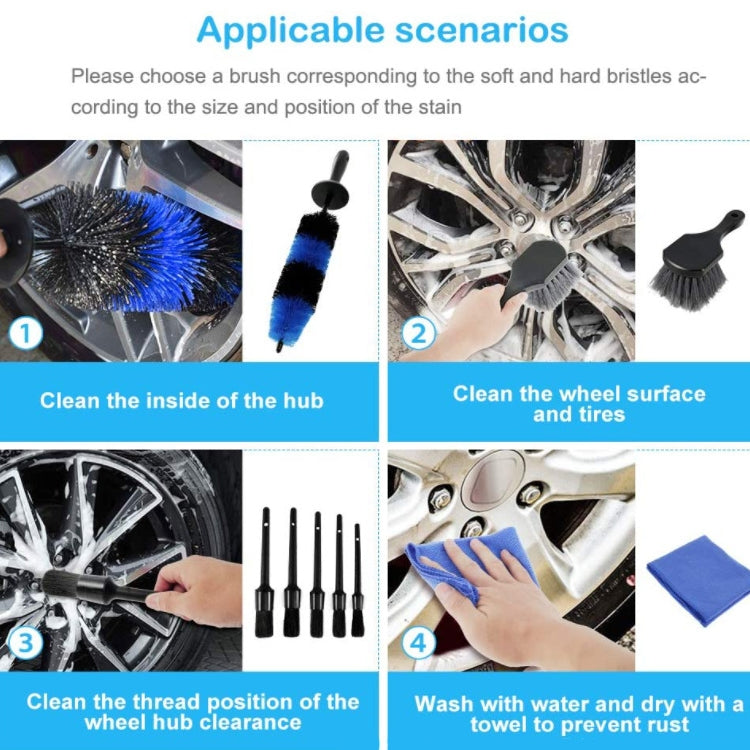 9 PCS / Set Car Wash Detail Brush Short Shank Tire Brush - Car washing supplies by buy2fix | Online Shopping UK | buy2fix