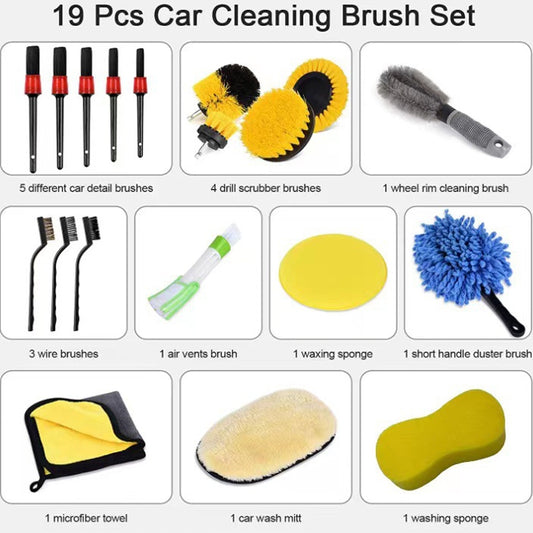 19 PCS / Set Car Wheel Cleaning Brush Interior Detail Brush by buy2fix