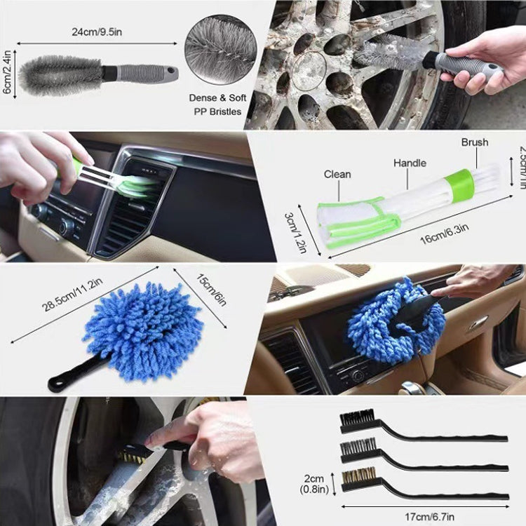 19 PCS / Set Car Wheel Cleaning Brush Interior Detail Brush - Car washing supplies by buy2fix | Online Shopping UK | buy2fix