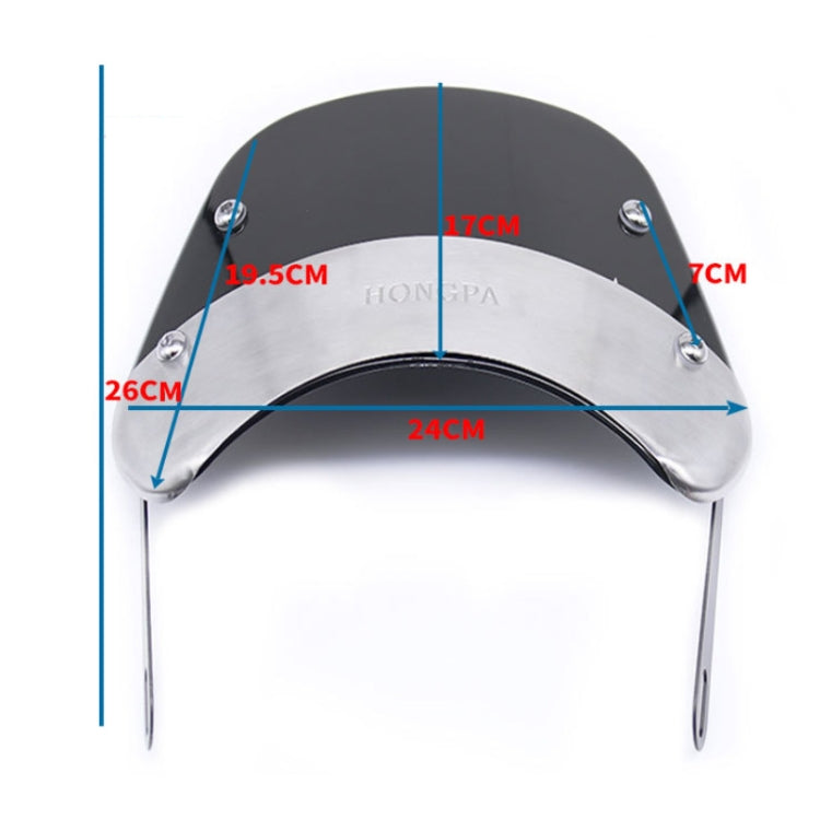 HONGPA DY-002 5-7 Inch Retro Motorcycle Modified PC Windshield(Smoked) - Others by buy2fix | Online Shopping UK | buy2fix