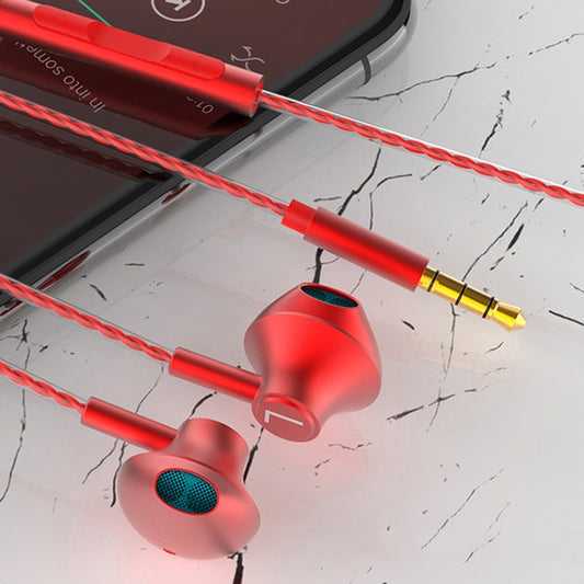 TS5000 3.5mm Metal Subwoofer Wired Earphone(Red) by buy2fix